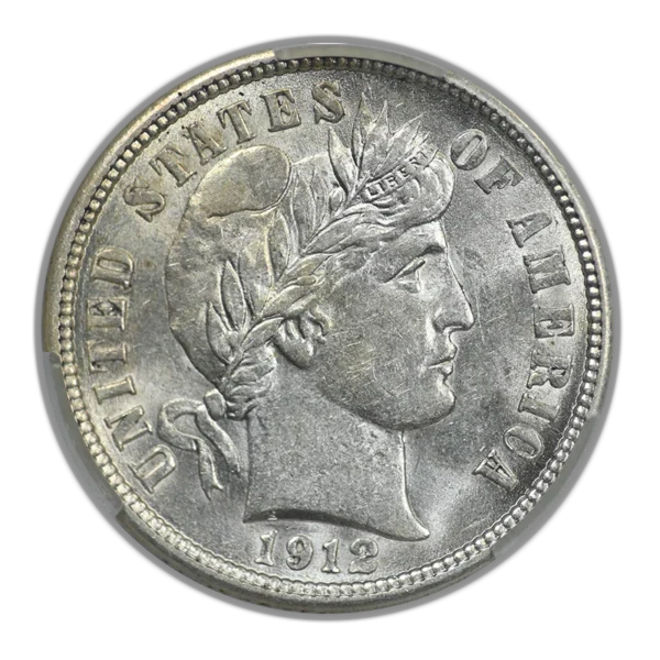 1912 Barber Dime 10C CAC AU58 - Image 3