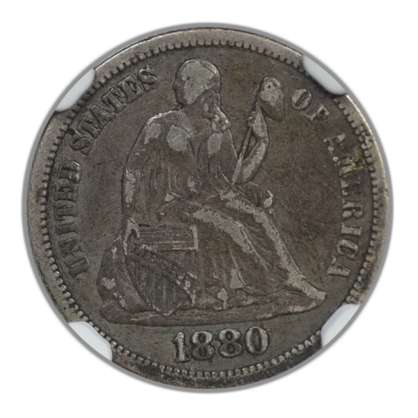 1880 Liberty Seated Dime 10C NGC VF25 - Image 3