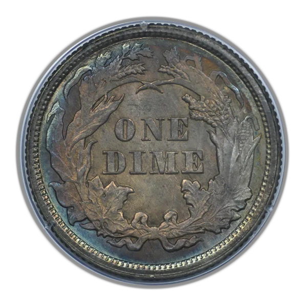 1861 Liberty Seated Dime 10C PCGS Rattler MS64 CAC - TONED! - Image 4