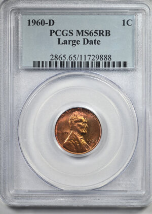 1960-D Lincoln Memorial Cent 1C PCGS MS65RB Large Date &#8211; TONED!