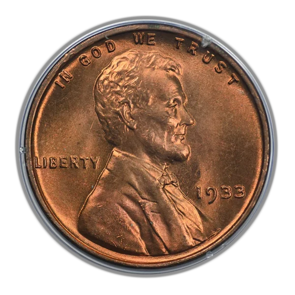1933 Lincoln Wheat Cent 1C PCGS Rattler MS65RD CAC - Image 3