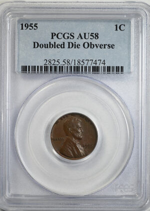 1955 Doubled Die Obverse Lincoln Wheat Cent 1C PCGS AU58 DDO