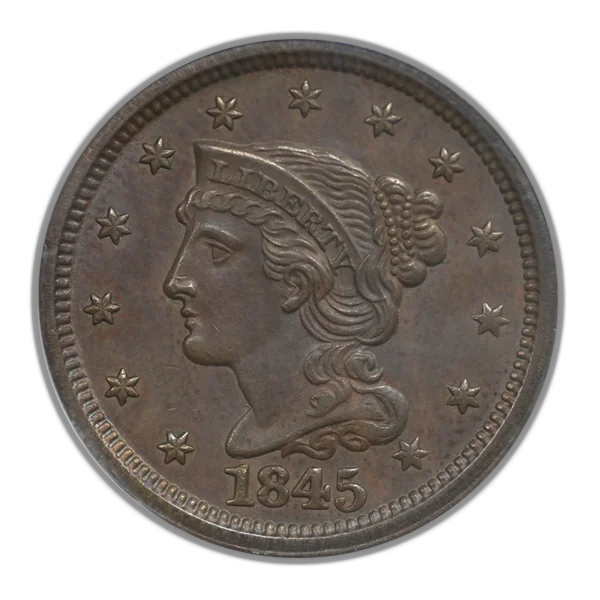 1845 Braided Hair Liberty Head Large Cent 1C PCGS MS63BN - Image 3