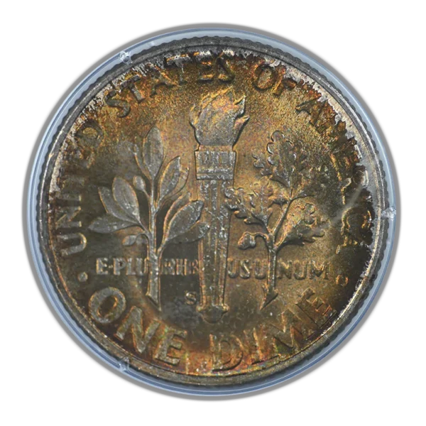 1951-S Roosevelt Dime 10C PCGS Rattler MS66 - TONED! - Image 4