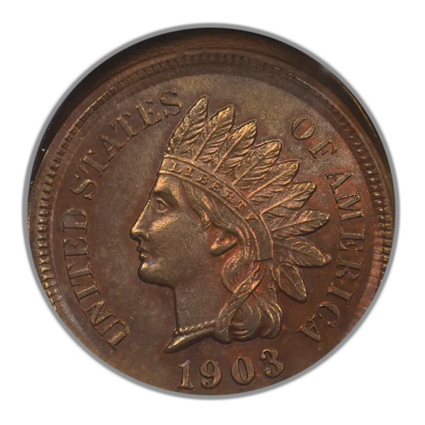 1903 Bronze Indian Head Cent 1C ANACS Soapbox MS63RB Broadstruck Error - NICE COLOR! - Image 3