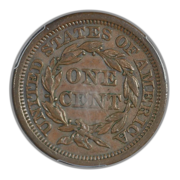1855 Braided Hair Liberty Head Large Cent 1C PCGS AU50 - Slanted 55 - Image 4