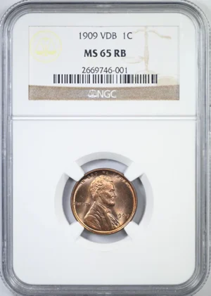 1909 VDB Lincoln Wheat Cent 1C NGC MS65RB – NICE COLOR!