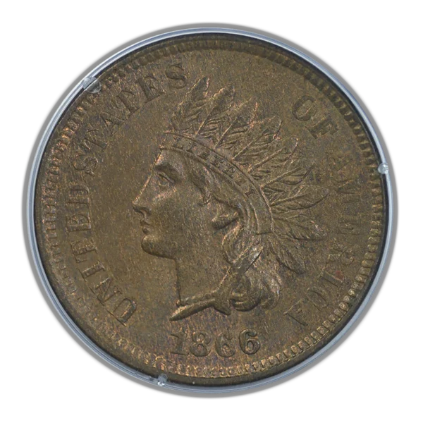 1866 Bronze Indian Head Cent 1C PCGS Rattler MS64BN - Image 3