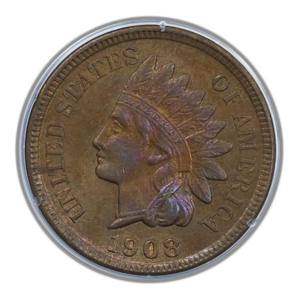 1908-S Bronze Indian Head Cent 1C PCGS Rattler MS63BN - TONED! - Image 3