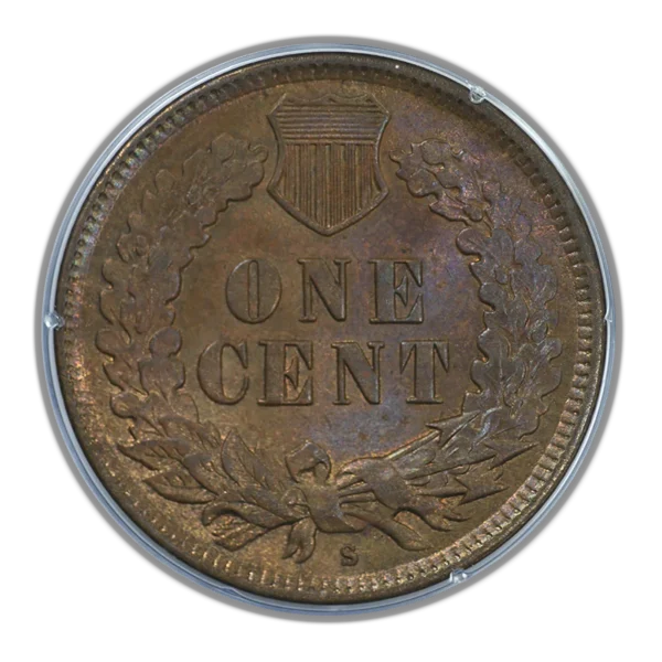 1908-S Bronze Indian Head Cent 1C PCGS Rattler MS63BN - TONED! - Image 4