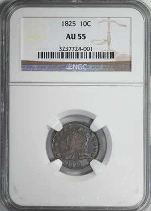 1825 Capped Bust Dime 10C NGC AU55 &#8211; TONED!