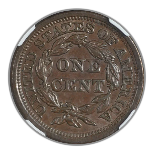 1854 Braided Hair Liberty Head Large Cent 1C NGC MS62BN N-3 - Image 4