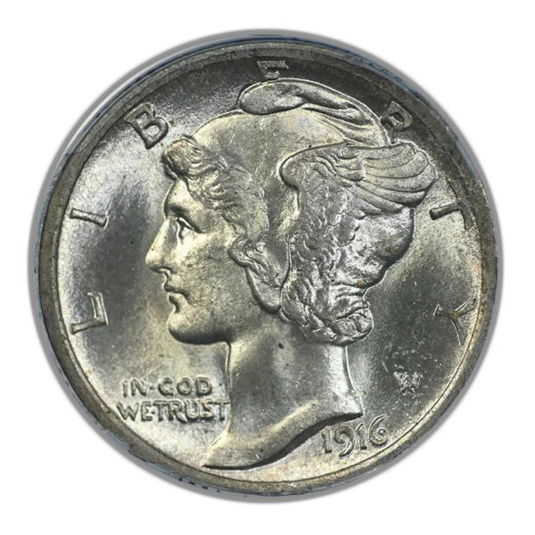 1916 Mercury Dime 10C PCGS MS65FB CAC OGH - Full Bands - Image 3