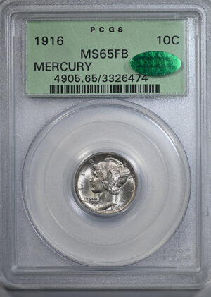 1916 Mercury Dime 10C PCGS MS65FB CAC OGH &#8211; Full Bands