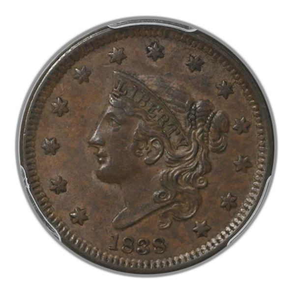 1838 Coronet Head Large Cent 1C PCGS MS62BN - Image 3