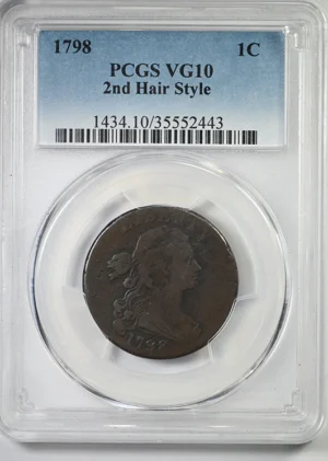 1798 Draped Bust Large Cent 1C PCGS VG10 &#8211; 2nd Hair Style