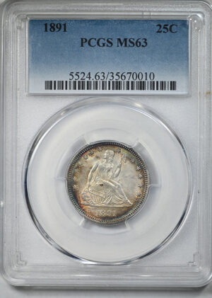 1891 Liberty Seated Quarter 25C PCGS MS63 &#8211; TONED!
