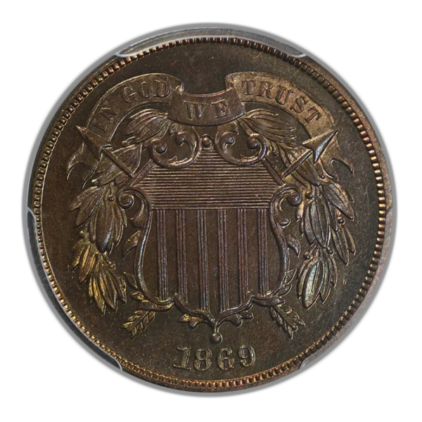 1869 Proof Two Cent Piece 2C PCGS PR66RB CAC - Image 3