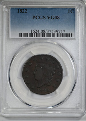 1822 Coronet Head Large Cent 1C PCGS VG08