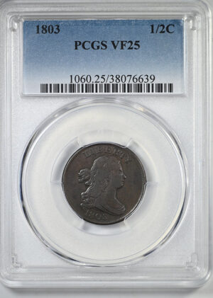 1803 Draped Bust Half Cent 1/2C PCGS VF25