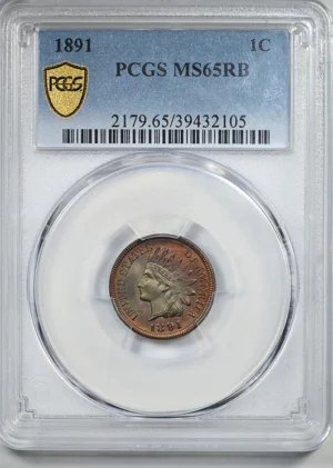 1891 Indian Head Cent 1C PCGS MS65RB &#8211; TONED!