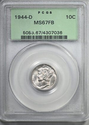 1944-D Mercury Dime 10C PCGS MS67FB OGH &#8211; Full Bands