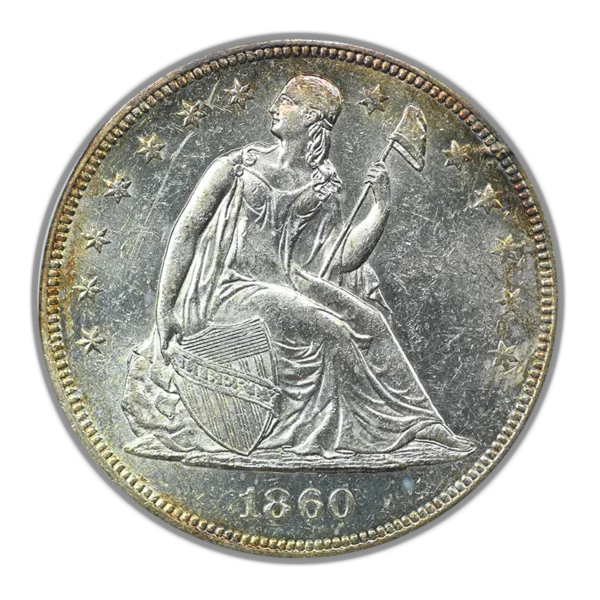 1860-O Liberty Seated Dollar $1 ANACS Soapbox MS61PL - Prooflike - Image 3