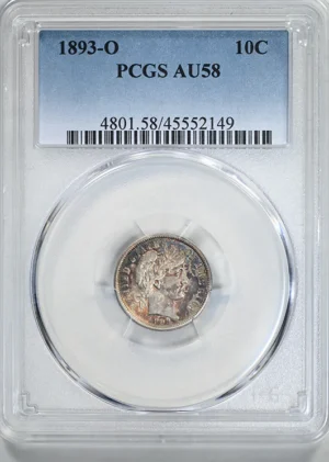 1893-O Barber Dime 10C PCGS AU58 &#8211; TONED!