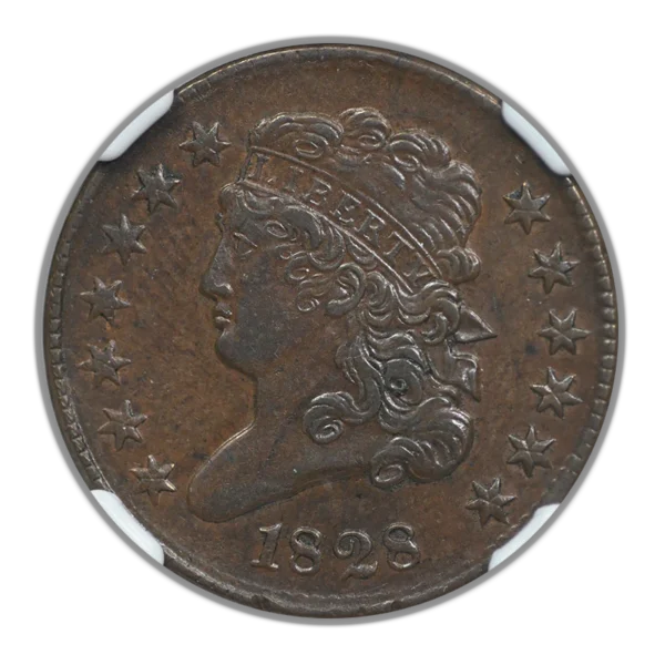 1828 Classic Head Half Cent 1/2C NGC AU55BN - Image 3