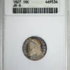 1827 Capped Bust Dime 10C ANACS Soapbox AU55PL JR-6 - Prooflike - TONED!