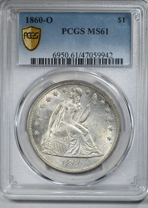 1860-O Liberty Seated Dollar $1 PCGS MS61