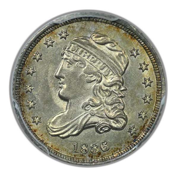 1836 Capped Bust Half Dime H10C PCGS MS63 CAC LM-3 FS-301 3/Inverted 3 - Image 3