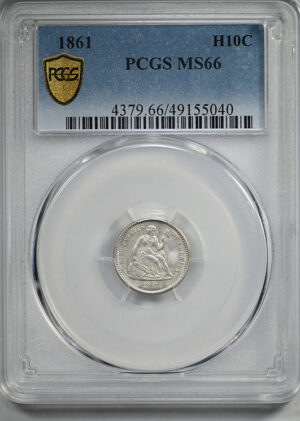 1861 Liberty Seated Half Dime H10C PCGS MS66