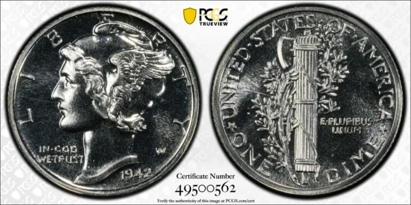1942 Proof Mercury Dime 10C PCGS PR65 - Image 3