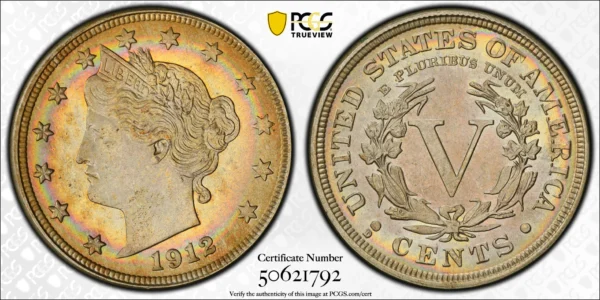 1912-D Liberty V-Nickel 5C PCGS MS65 - TONED! - Image 3
