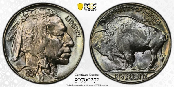 1937 Buffalo Nickel 5C PCGS MS67+ - Image 3