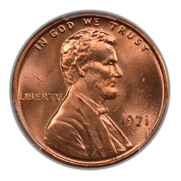 1971 Doubled Died Obverse Lincoln Memorial Cent 1C PCGS MS64RD - Minor Variety - Image 3