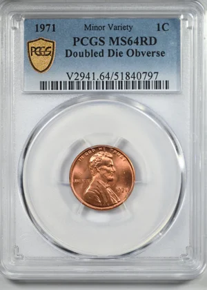 1971 Doubled Died Obverse Lincoln Memorial Cent 1C PCGS MS64RD &#8211; Minor Variety
