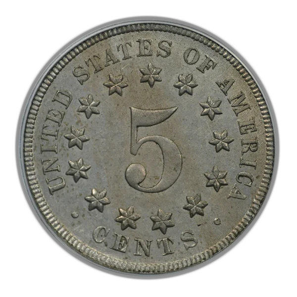 1867 Shield Nickel 5C PCGS AU58 - No Rays - Image 4
