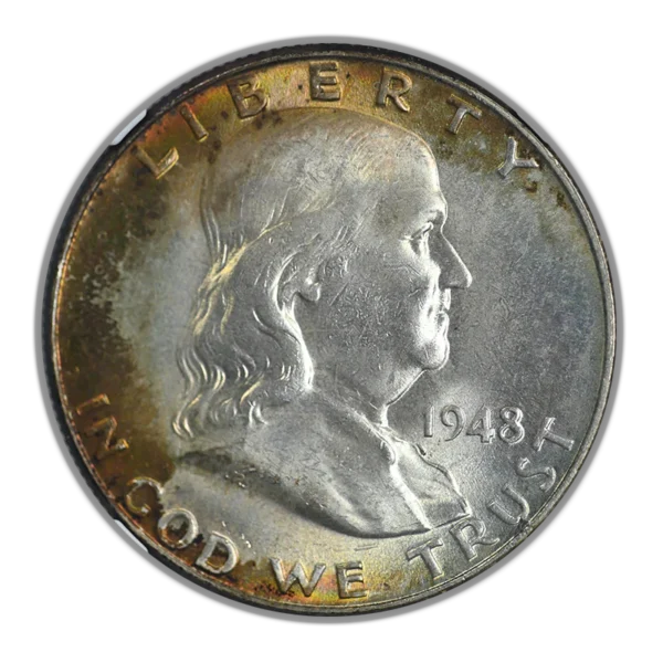 1948 Franklin Half Dollar 50C NGC MS66+ FBL CAC - TONED! - Image 3