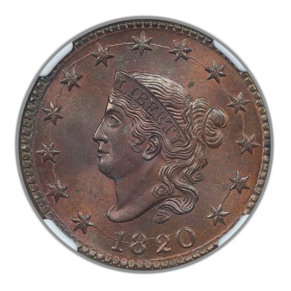 1820 Coronet Head Large Cent 1C NGC MS64RB - Image 4