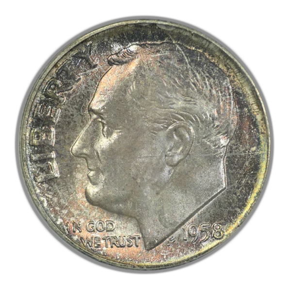 1958 Roosevelt Dime 10C PCGS MS67 OGH - NICE COLOR! - Image 3