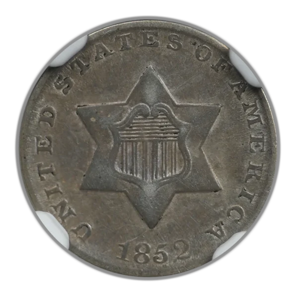 1852 Three Cent Silver Piece 3CS NGC AU58 - Image 3