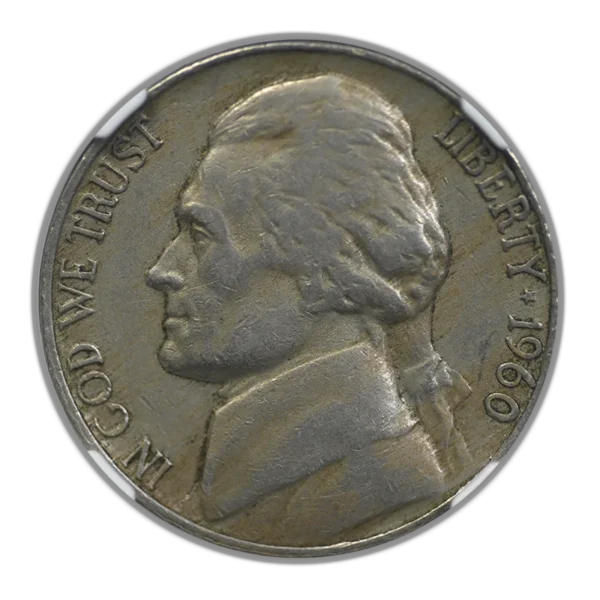 1960 Jefferson Nickel 5C NGC XF45 - Mint Error Obverse Half of Split Planchet After Strike - Image 3