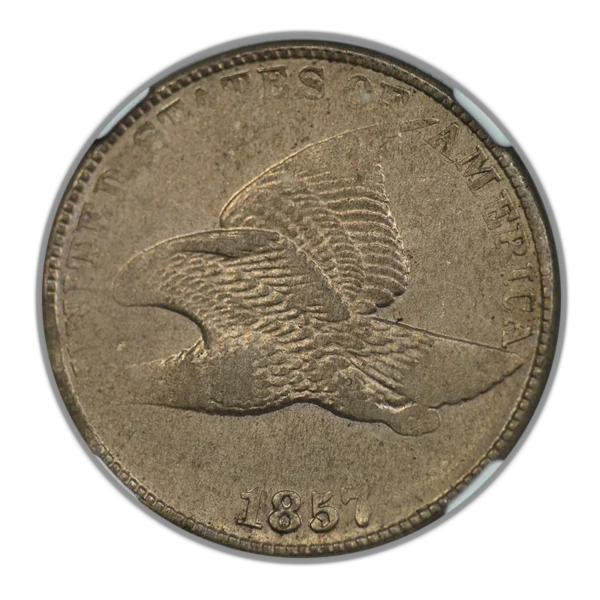 1857 Flying Eagle Cent 1C NGC Mint Error Obverse/Reverse Struck Thru - Image 3