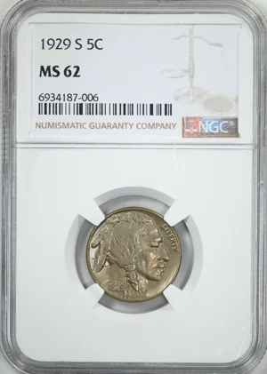 1929-S Buffalo Nickel 5C NGC MS62 &#8211; TONED!