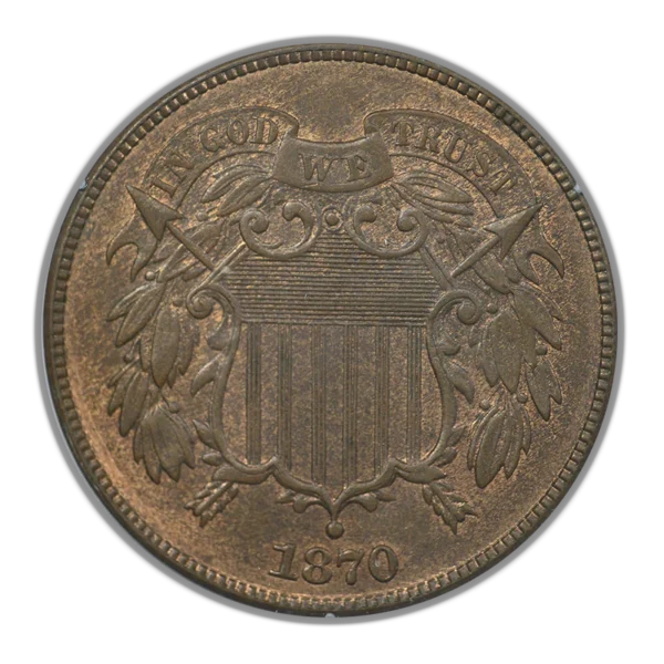 1870 Two Cent Piece 2C PCGS Rattler MS63RB CAC - Image 3