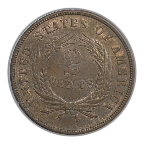 1870 Two Cent Piece 2C PCGS Rattler MS63RB CAC - Image 4
