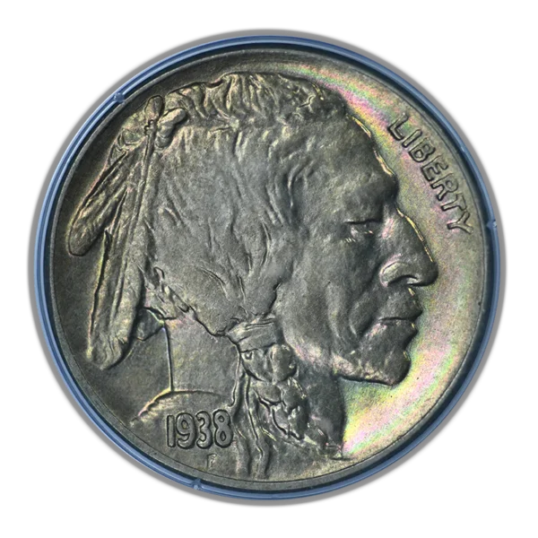 1938-D Buffalo Nickel 5C PCGS Rattler MS64 - TONED! - Image 3