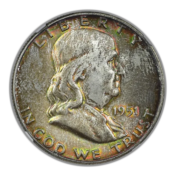 1951 Franklin Half Dollar 50C NGC MS65 - TONED! - Image 3